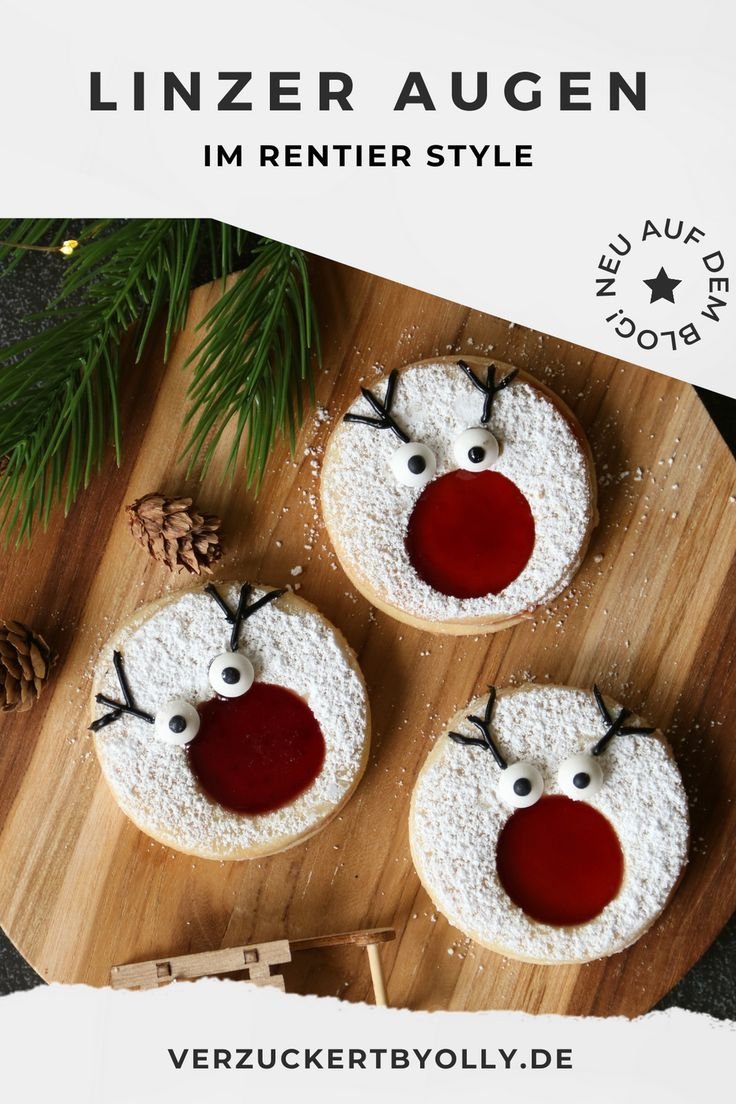 Rentier-Plätzchen: Linzer Plätzchen im Weihnachtslook