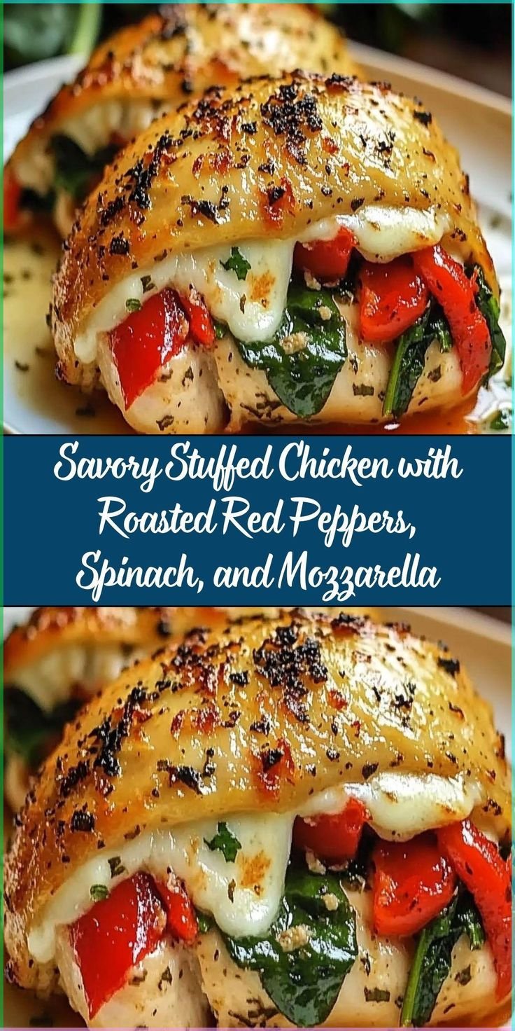 Savory Stuffed Chicken with Roasted Red Peppers, Spinach, and Mozzarella