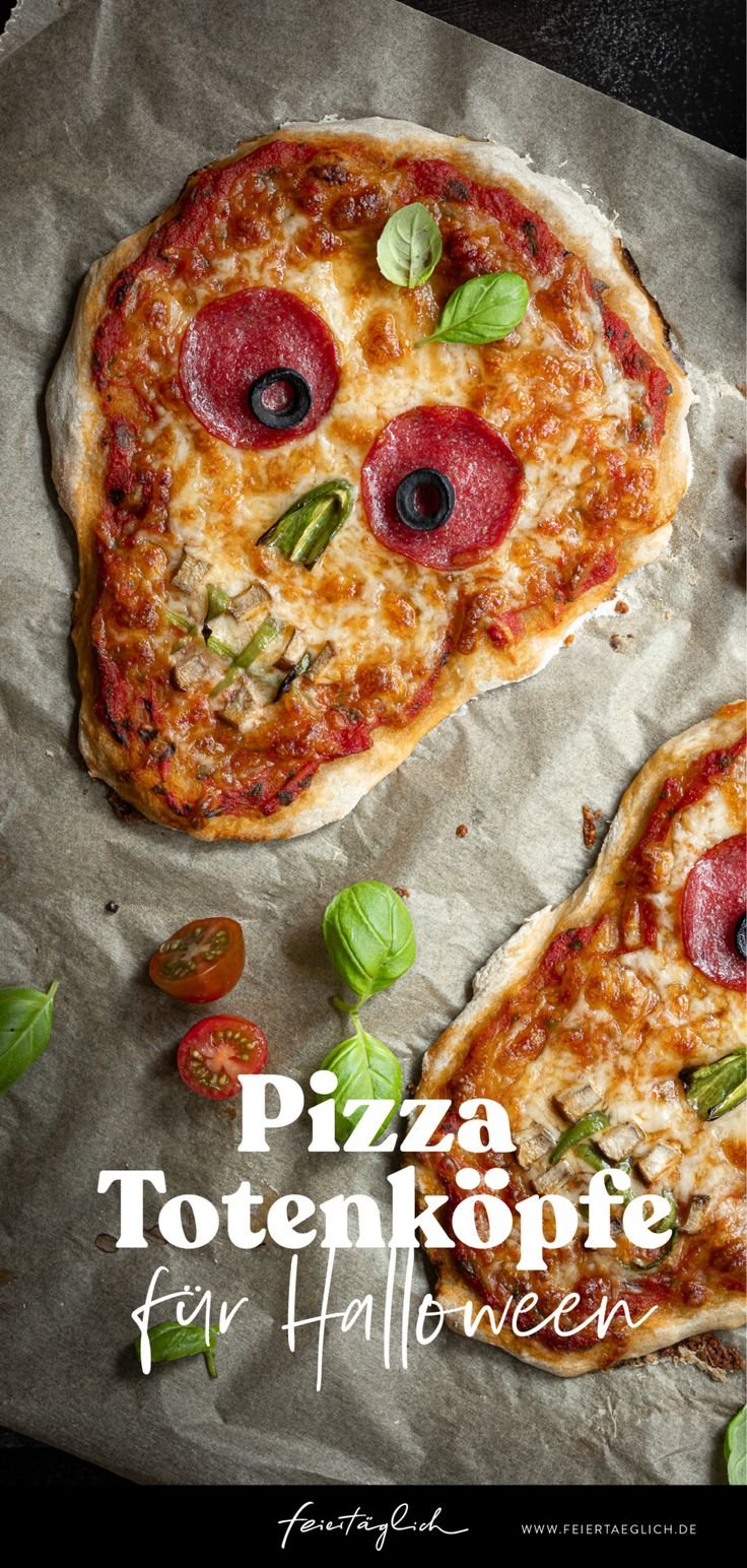 Rezept Halloween Pizza Totenköpfe – Pizza Skulls