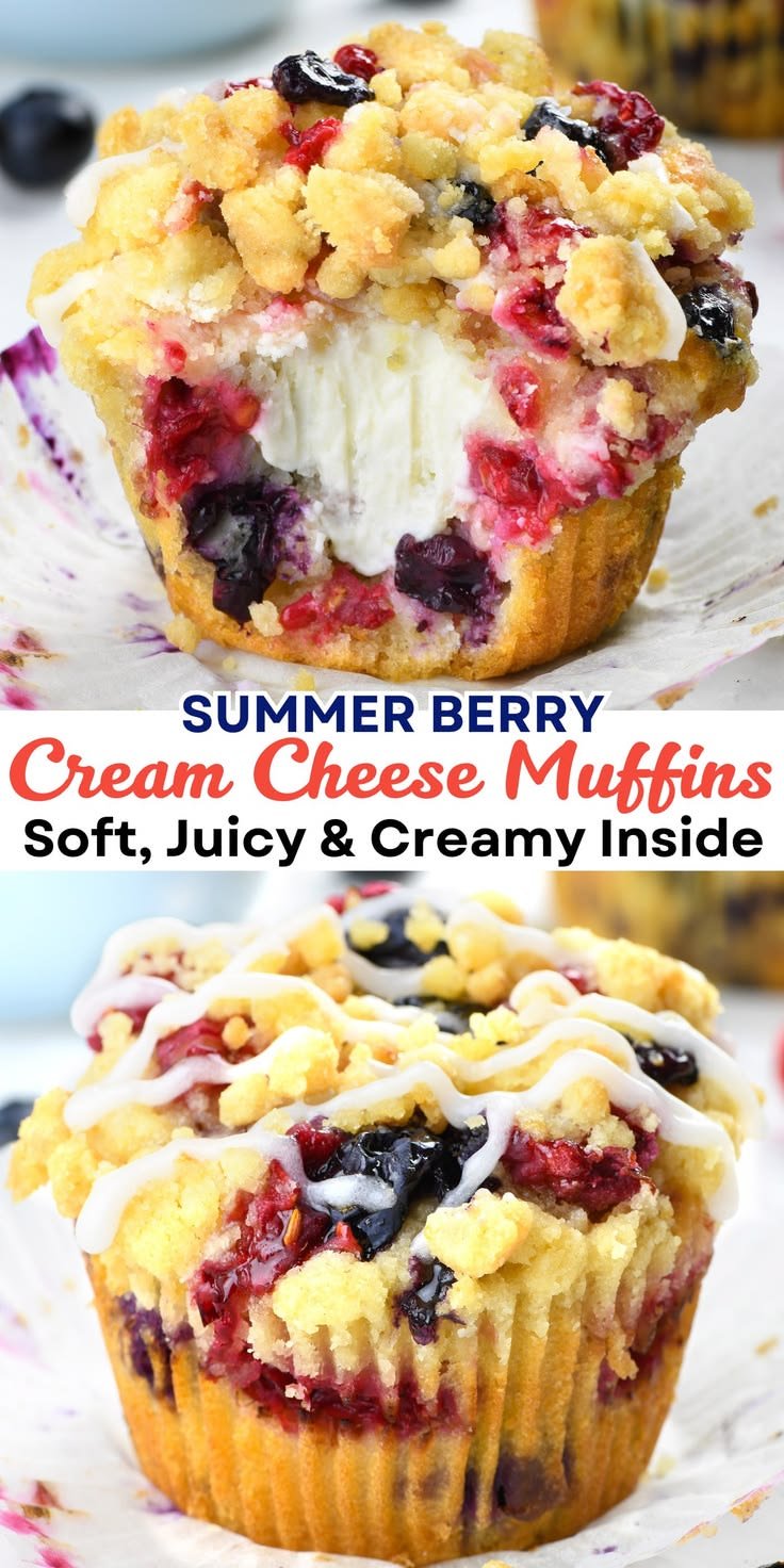 Summer Berry Cream Cheese Muffins