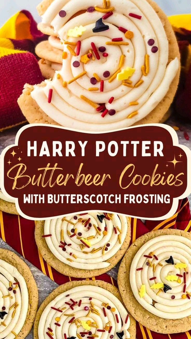 Harry Potter Butter Cookie Recipes | Easy Harry Potter Themed Snacks, Harry Potter Birthday Desserts, Topped Cookies
