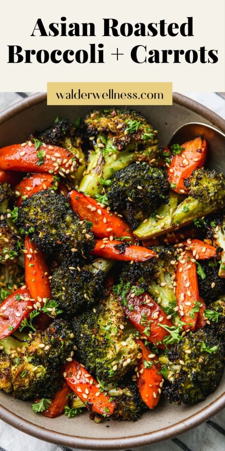 Asian Roasted Broccoli & Carrots | Walder Wellness, RD