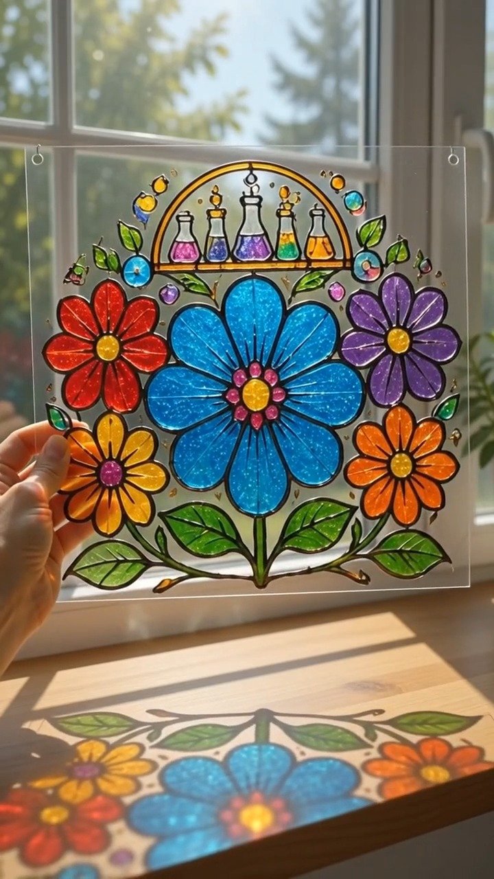 Stained glass glue window art creates vibrant translucent designs that shine beautifully in natural sunlight ✨ Save this project! #StainedGlass #GlueCraft #WindowArt #CreativeKids #DIYDecor #Colorful... 12 Stained glass glue window art creates vibrant translucent designs that shine beautifully in natural sunlight ✨ Save this project! #StainedGlass #GlueCraft #WindowArt #CreativeKids #DIYDecor #Colorful...