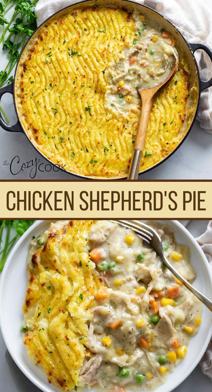 Savory Chicken Shepherd's Pie Recipe | Shepherds pie recipe, Recipe for leftover chicken, Dinner idea with chicken