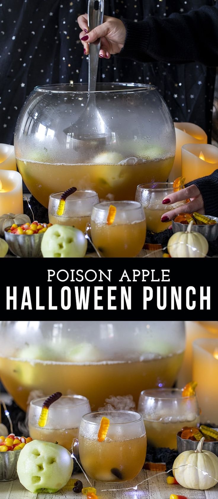 This bubbly non-alcoholic halloween punch combines two kinds of apple cider with ginger beer for a delicious punch every… | Halloween themed punch, Halloween punch for adults, Punch for halloween party
