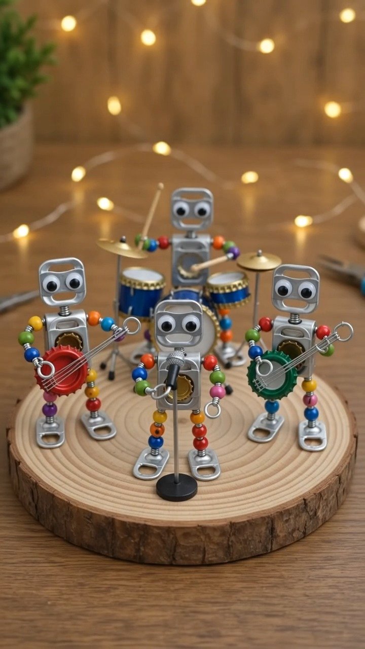 Mini handmade robots form a playful little band with creative details that make each character full of personality. Which version would you make? 9 Mini handmade robots form a playful little band with creative details that make each character full of personality. Which version would you make?