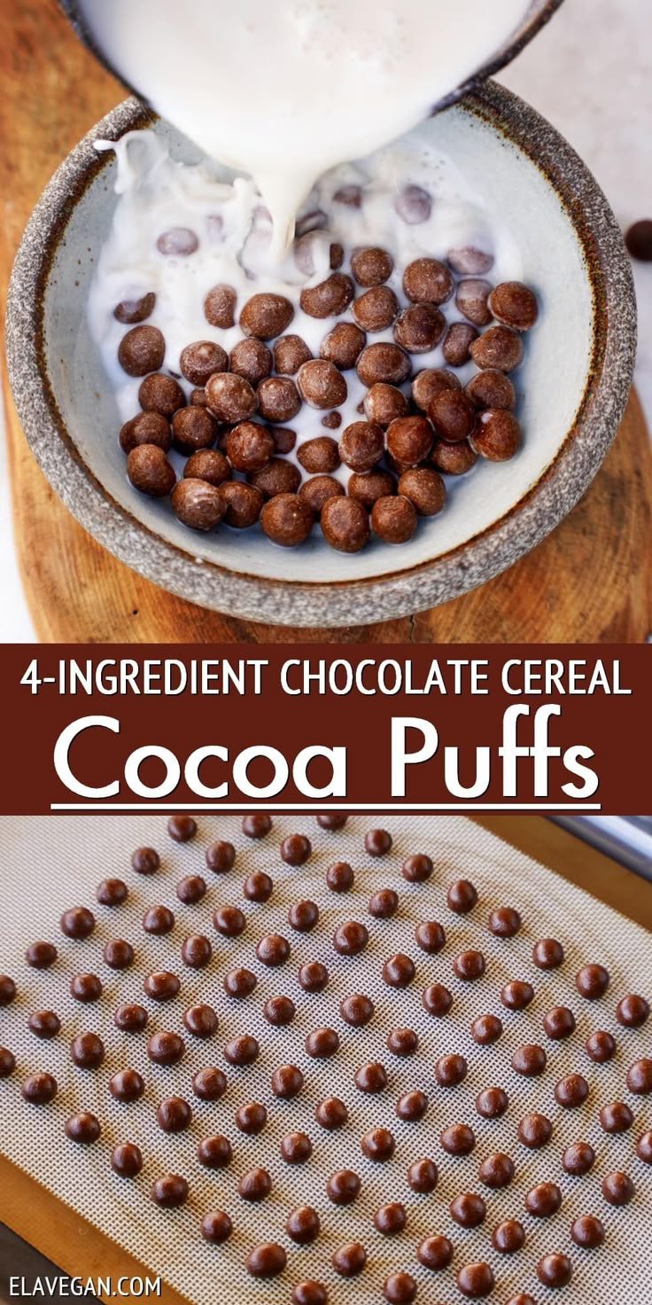 Homemade Chocolate Cereal | Gluten-Free, Dairy-Free, Refined Sugar-Free | Easy chocolate cereal recipe, Homemade chocolate cereal recipe, Cocoa puffs