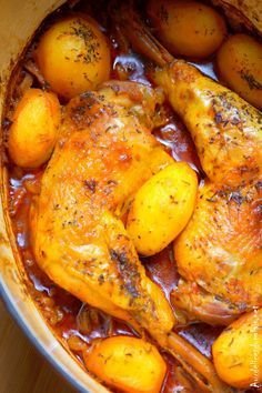 Cuisses de poulet et pomme de terre au four · Aux délices du palais