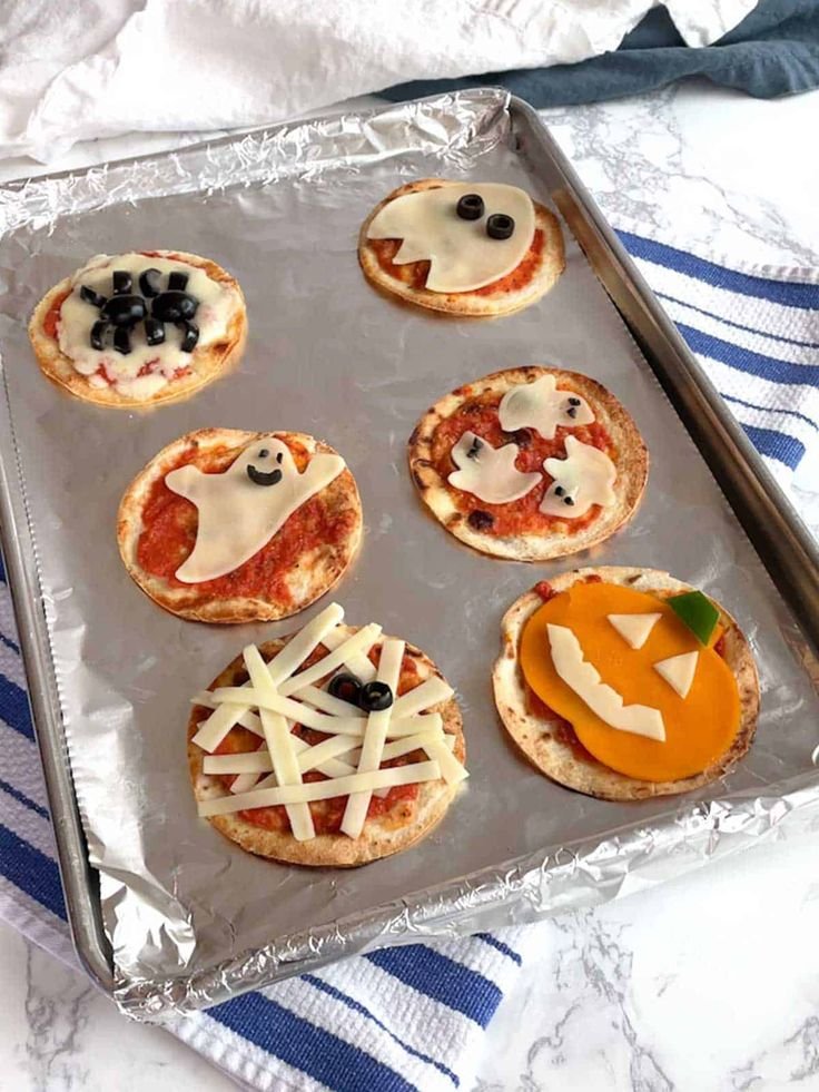 Easy Mini Halloween Pizzas