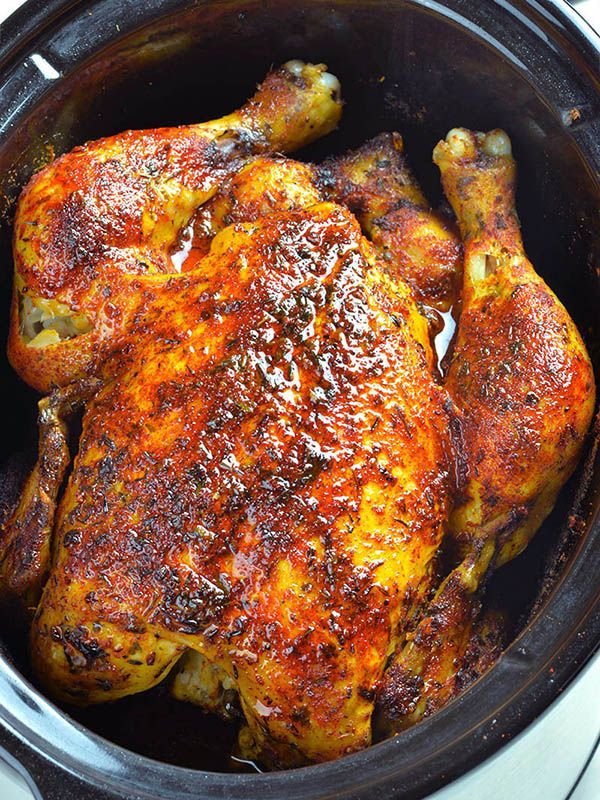 Easy Slow Cooker Whole Turkey Recipe (Low-Carb, Paleo, Whole30) | Whole fryer chicken recipes crockpot, Full chicken in crockpot recipes, Roaster oven recipes chicken