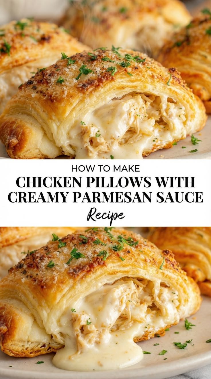 Chicken Pillows with Creamy Parmesan Sauce