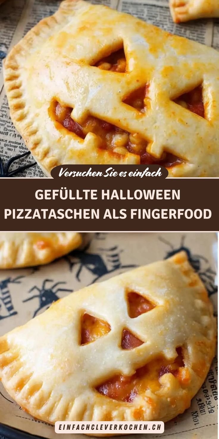 Gefüllte Halloween Pizzataschen – Gruseliges Fingerfood