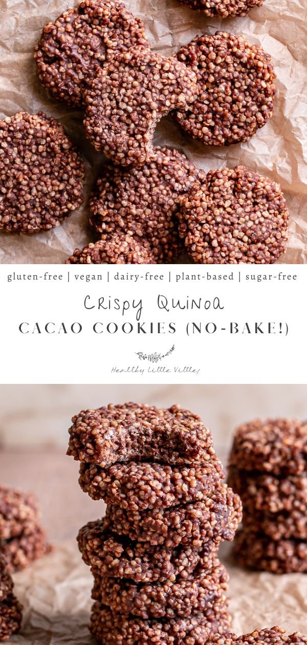 Crispy Quinoa Cacao Cookies Recipe - Healthy No-Bake Treat | Crispy quinoa cacao cookies (no-bake), Easy no bake cookies, Gluten free no bake cookies
