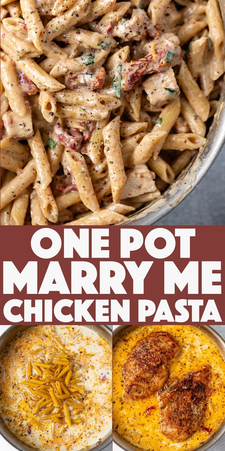 One Pot Marry Me Chicken Pasta - tender chicken breast and penne pasta in a restaurant quality creamy sun-dried tomato s… | Cheap pasta recipe, Marry me chicken pasta one pot, Dinner recipes stove top