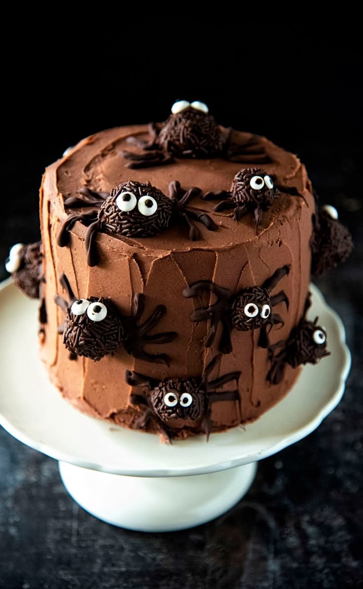Spooky Spider Cake for Halloween | Halloween spider cake, Spooky cake with spider decorations, Chocolate cake halloween ideas