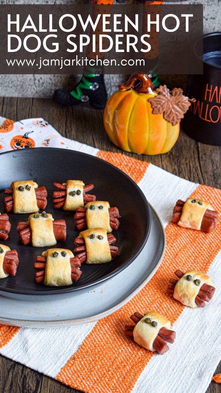 Halloween Hot Dog Spiders - The Jam Jar Kitchen