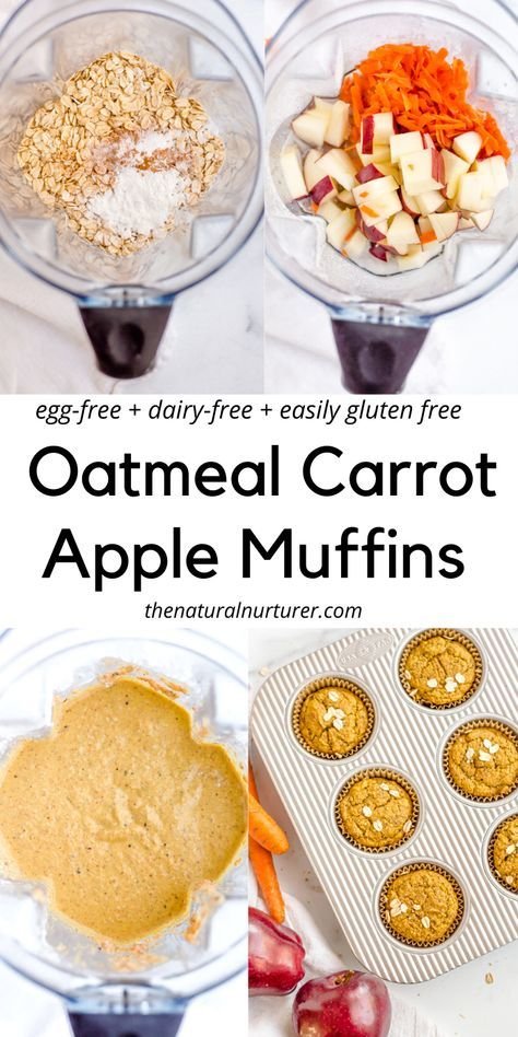 Wholesome Blender Oatmeal Carrot Apple Muffins | Apple carrot oat muffins, Egg free toddler snacks, Carrot muffins baby