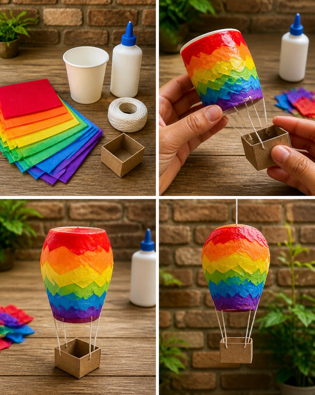 DIY Rainbow Tissue Paper Hot Air Balloon Craft 16 Rainbow Tissue Paper Hot Air Balloon Craft