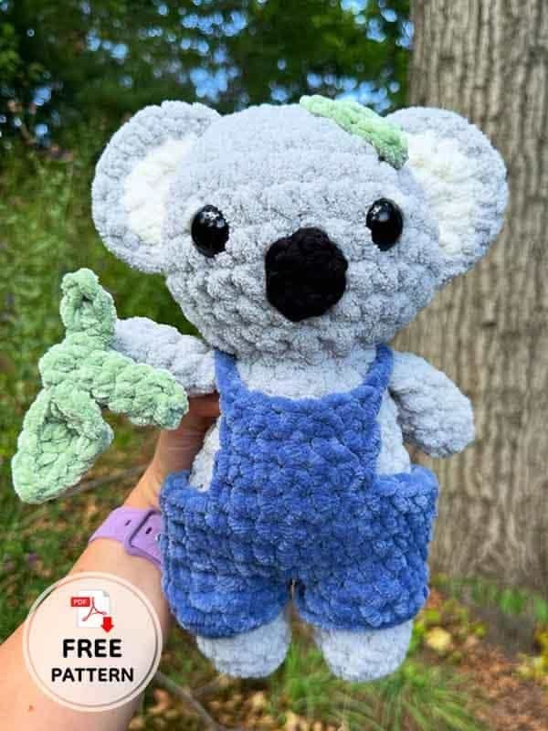 Little Plush Crochet Koala With Overalls Free Pattern