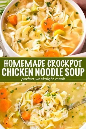 Homemade Crockpot Chicken Noodle Soup Recipe | Homemade chicken noodle soup crockpot easy, Chicken noodle soup in crockpot easy, Homemade chicken noodle soup crock pot
