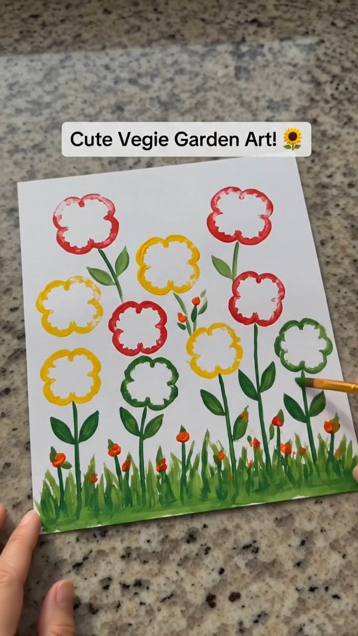 Frisches Gemüse wird zu einfachen Malstempeln für spielerische Formen, Muster und bunte Kunstwerke mit Kindern. Perfekt für deinen nächsten Basteltag.