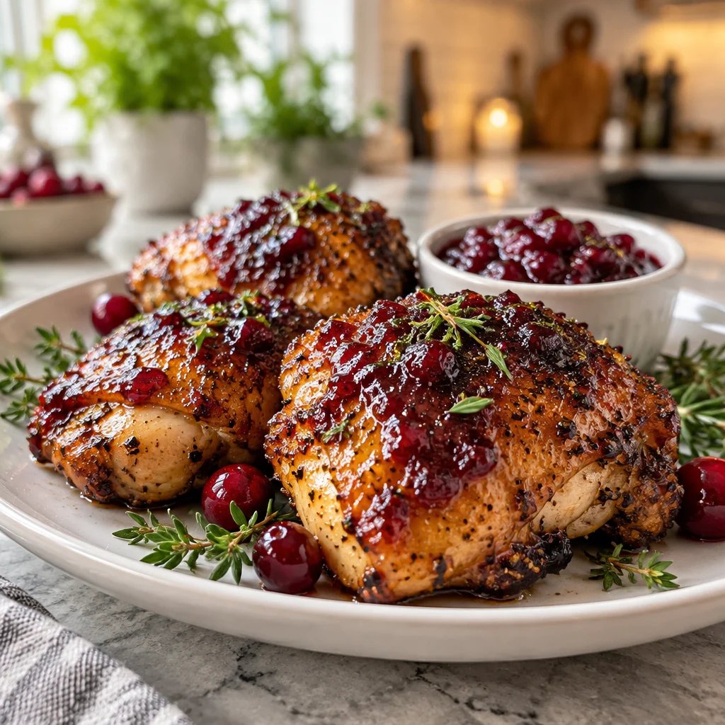 Crispy Cranberry Glazed Air Fryer Chicke Thighs