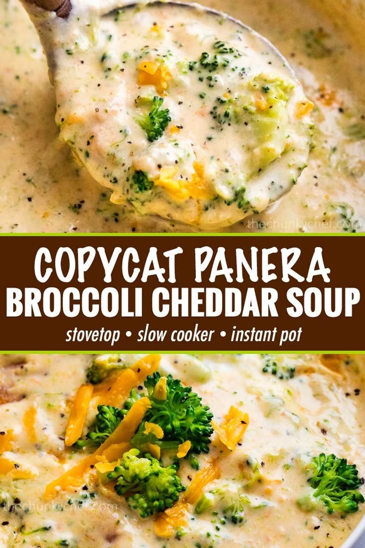 Creamy Broccoli Cheddar Soup | Instant Pot Dinner Recipes | The chunky chef, Chunky broccoli cheddar soup, Thick broccoli cheddar soup