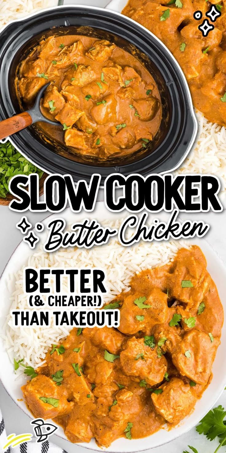 Authentic Slow Cooker Butter Chicken | Butter chicken recipe, Crockpot dishes, Chicken slow cooker recipes