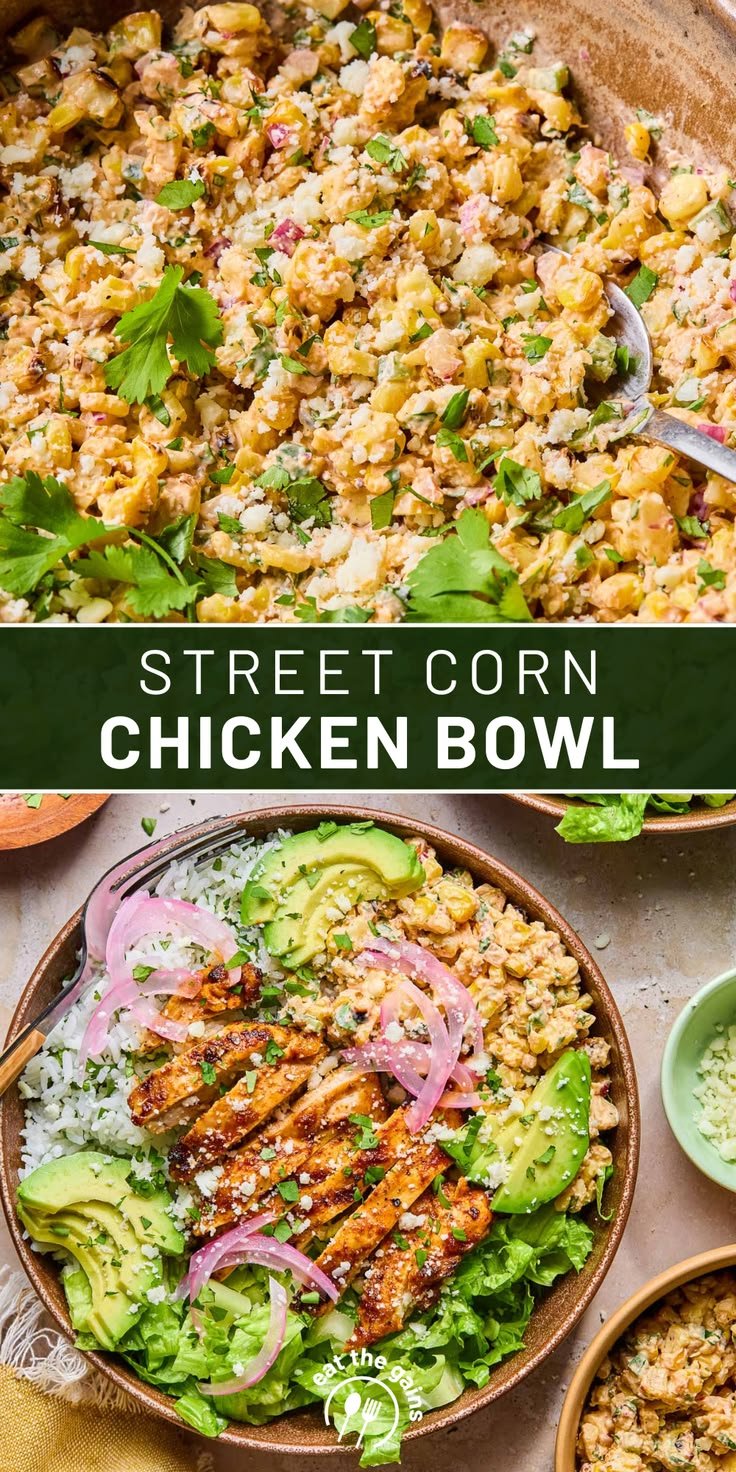 Easy and Healthy Street Corn Chicken Rice Bowl