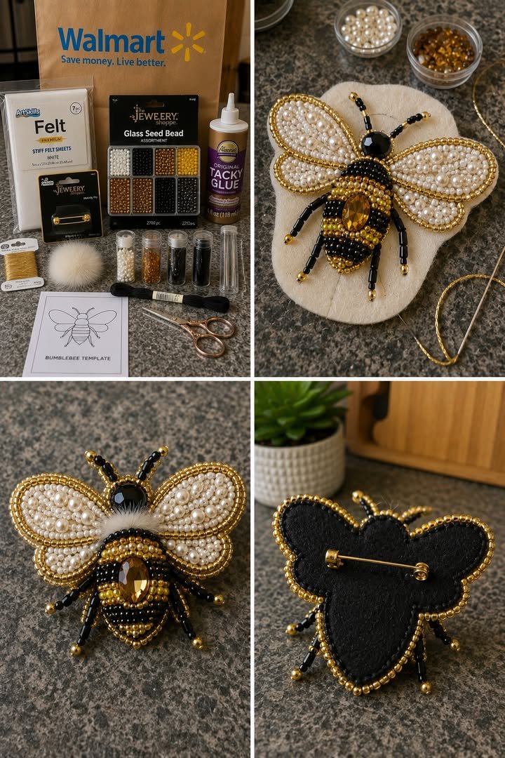 DIY Beaded Bumblebee Brooch