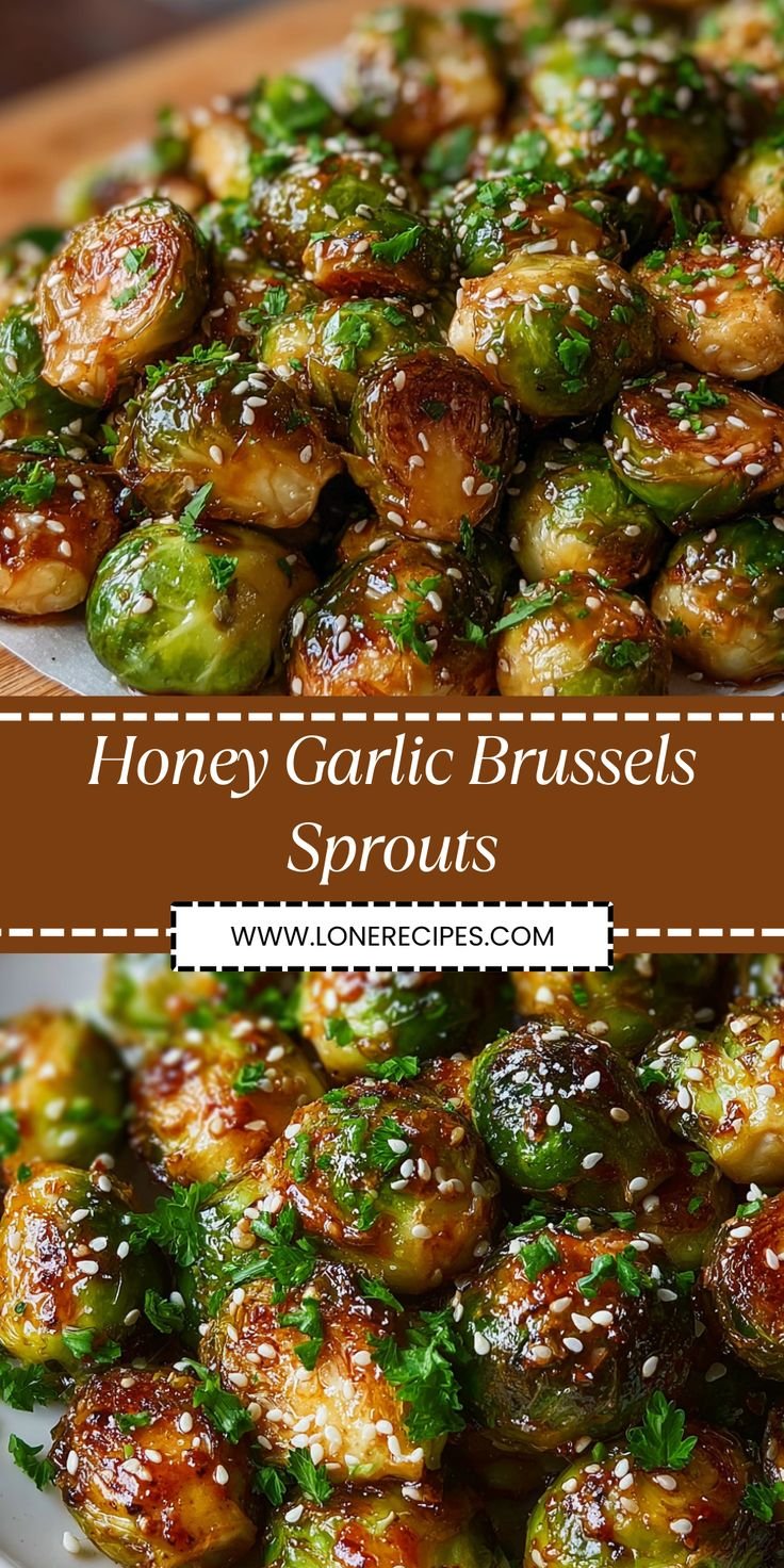 Crispy Honey Garlic Brussels Sprouts with Sesame Seeds and Fresh Herbs