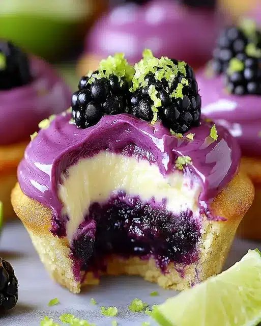 Cupcakes au cheesecake myrtille-lime - Recette facile