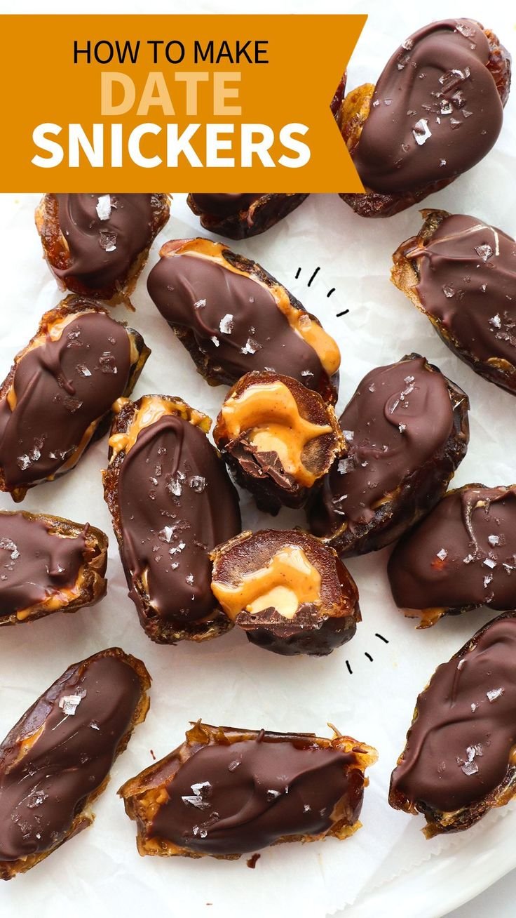 Date Snickers will satisfy your candy craving with just four simple ingredients. This healthy dessert can be assembled i… | Date recipes desserts, Healthy sweet treats, Healthy sweets recipes