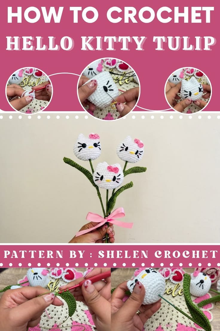 Crochet Hello Kitty Tulip