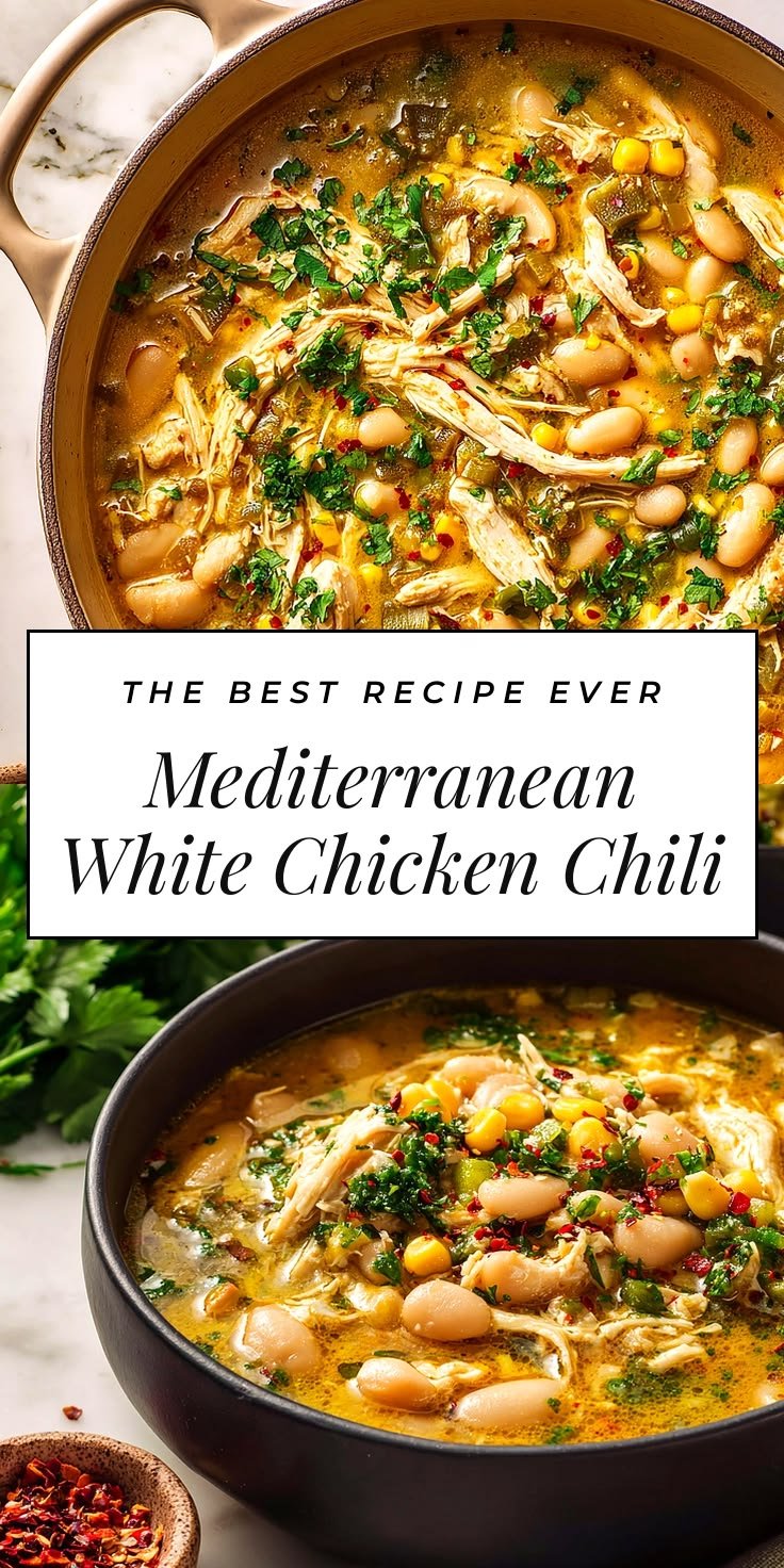 Mouthwatering Mediterranean White Chicken Chili