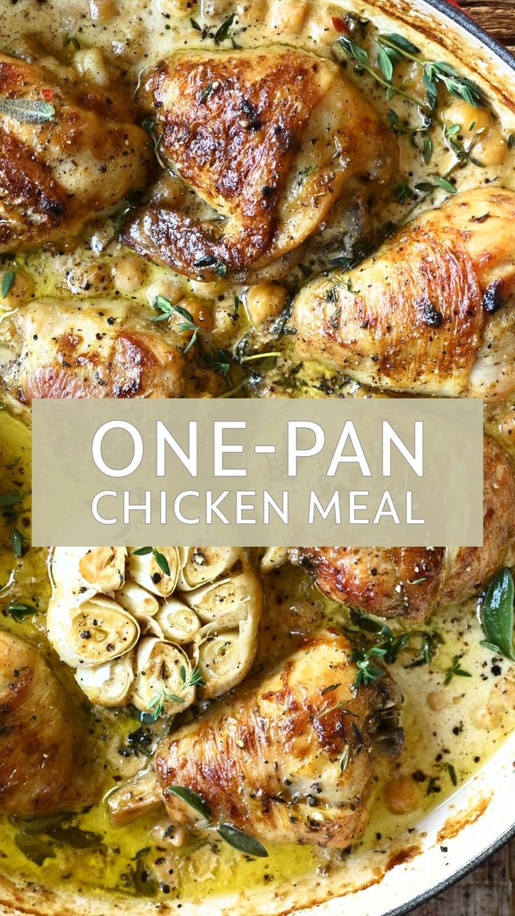 Creamy garlic butter chicken with chickpeas