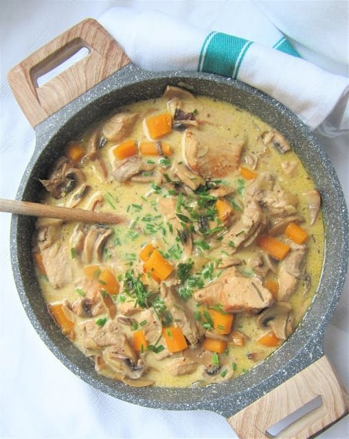 Sauté de porc à la moutarde & aux champignons