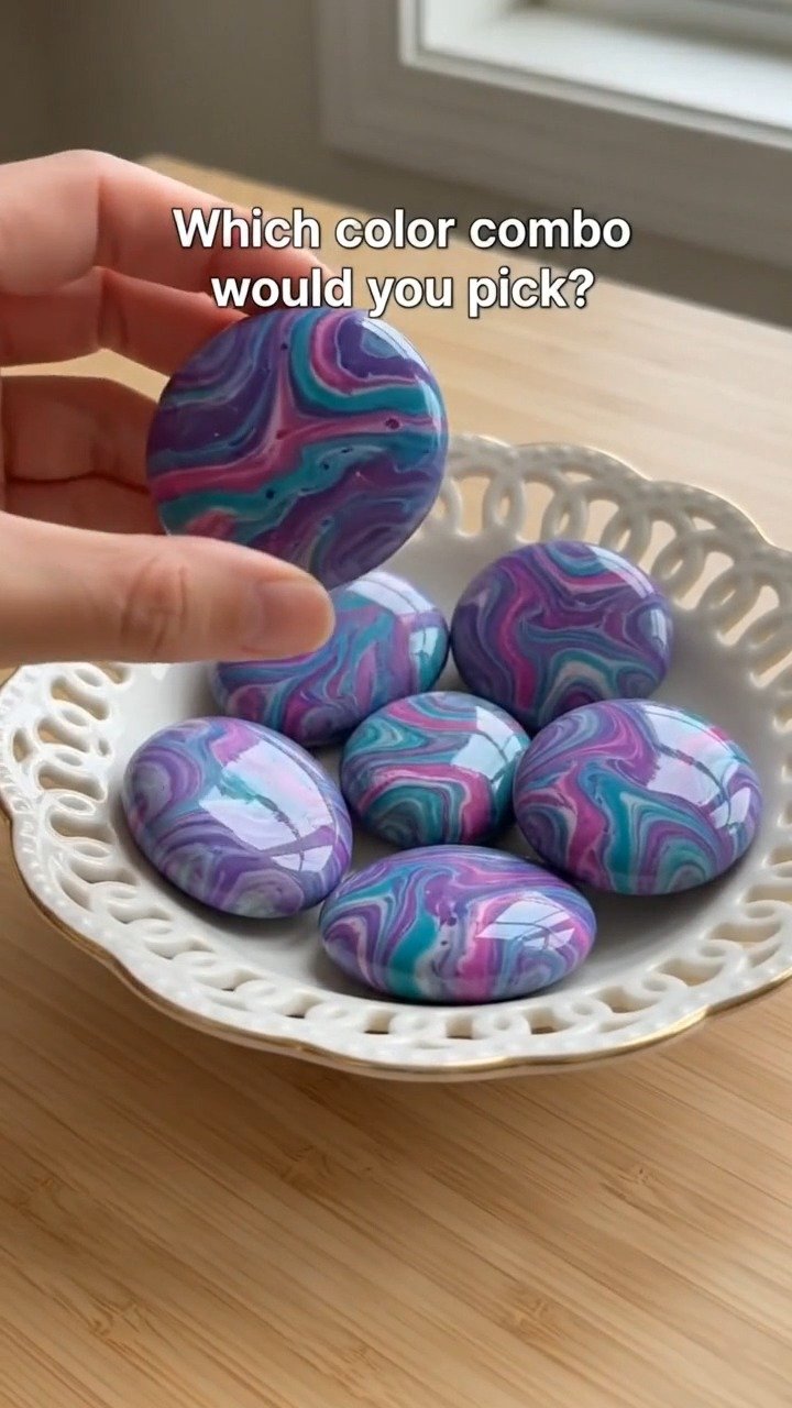 Swirling colors turn ordinary stones into tiny magical decorations for shelves, gardens, or imaginative play. Keep this idea for later. 12 Swirling colors turn ordinary stones into tiny magical decorations for shelves, gardens, or imaginative play. Keep this idea for later.