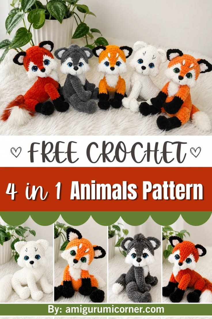 Crochet your own fox, wolf, or arctic fox