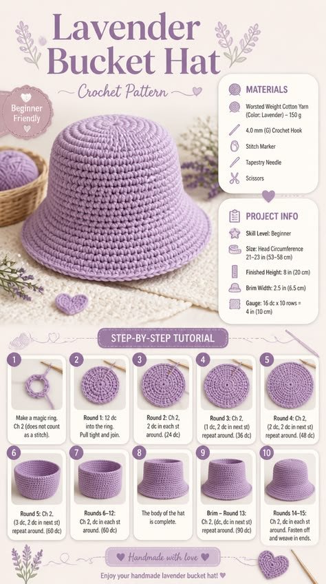 Create a trendy lavender bucket hat