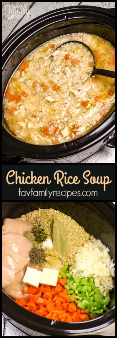 Easy Slow Cooker Chicken and Rice Soup Recipe | Chicken soup recipes easy