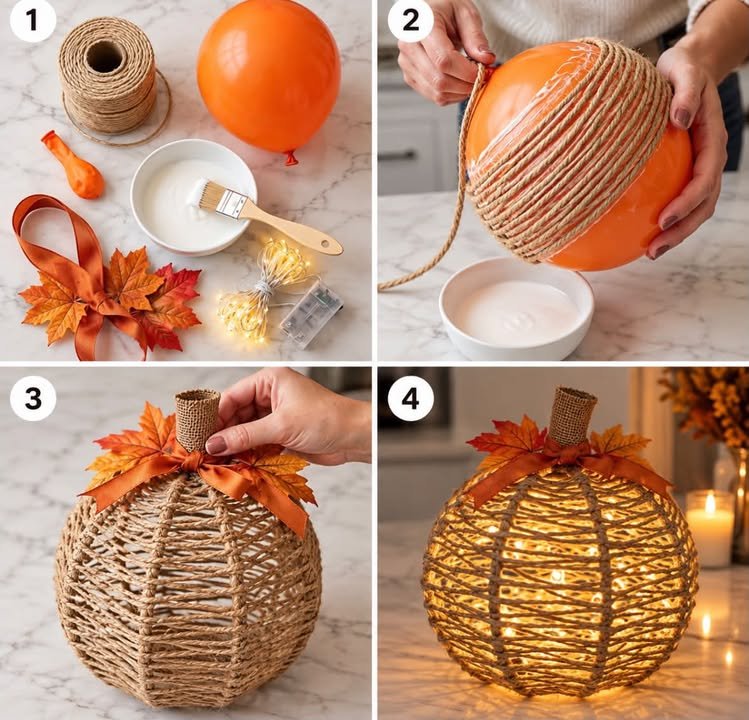 DIY Twine Pumpkin Craft Tutorial 6 DIY Twine Pumpkin 🎃 🎈