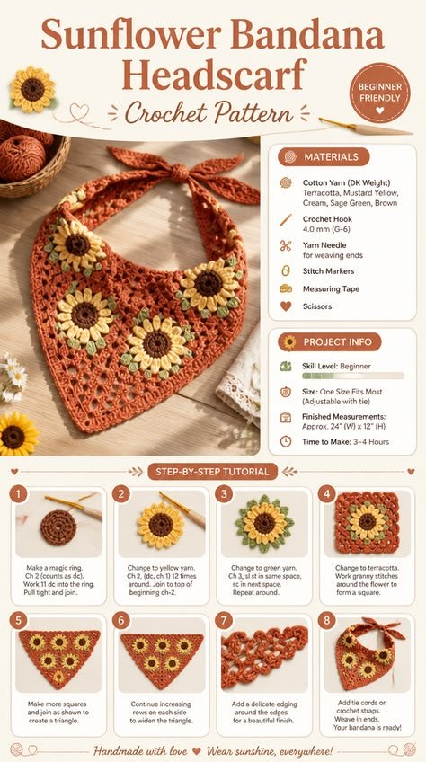Sunflower Bandana Headscarf