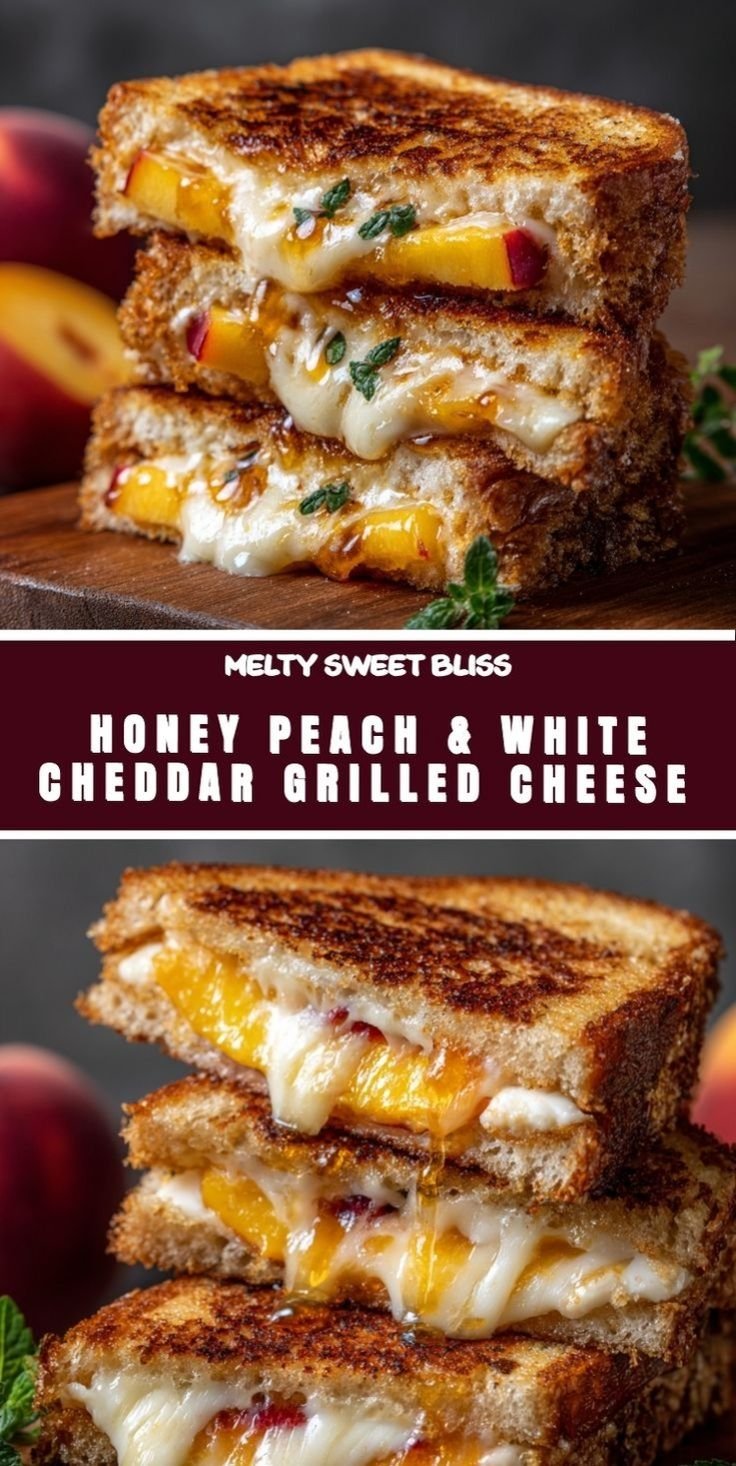 Peach Grilled Cheese | Grilled Peaches with Honey, Fruit Grilled Cheese, Gourmet Grilled Cheese Recipes