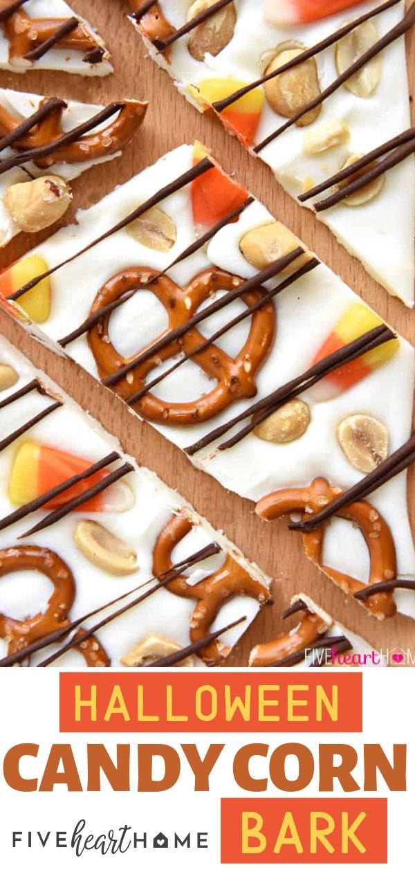 Halloween candy corn bark is a fun Halloween recipe made with white chocolate, candy corn, pretzels, and peanuts drizzle… | Halloween pretzel bark, Halloween chocolate bark flavors, Sweet and salty halloween bark