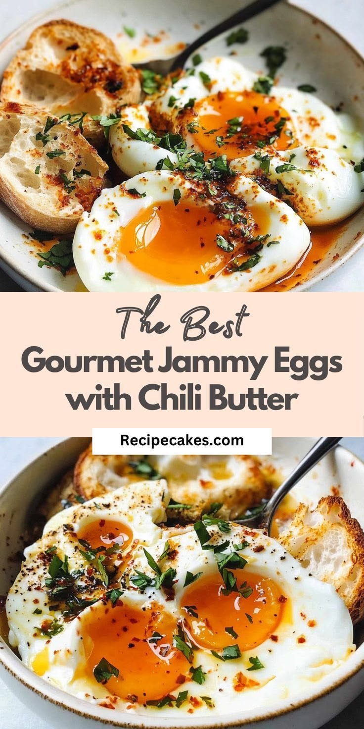 Jammy Eggs with Chili Butter and Garlic Yogurt