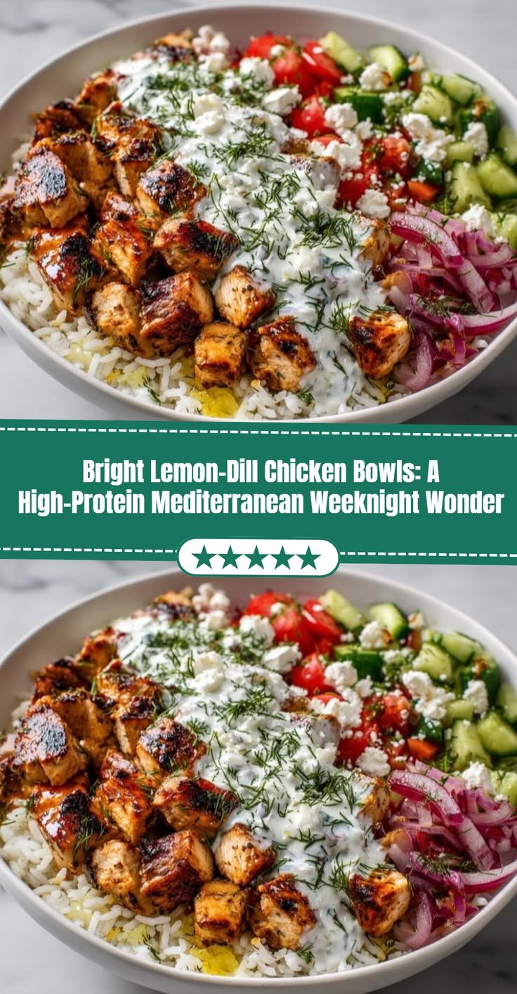Mediterranean Lemon-Dill Chicken Bowls