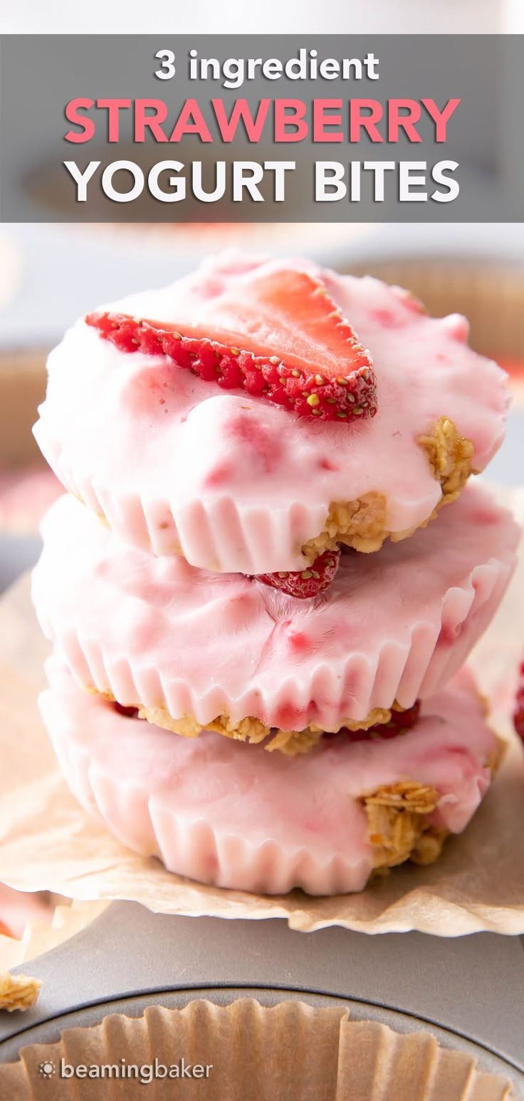 3 Ingredient Strawberry Yogurt Bites