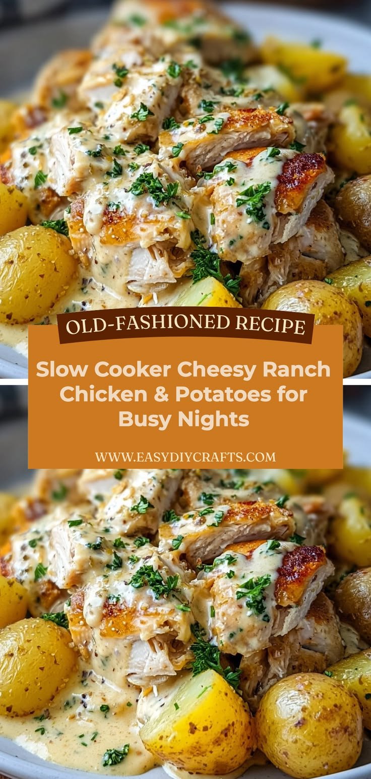 Slow Cooker Cheesy Ranch Chicken & Potatoes for Easy One Pot Meals