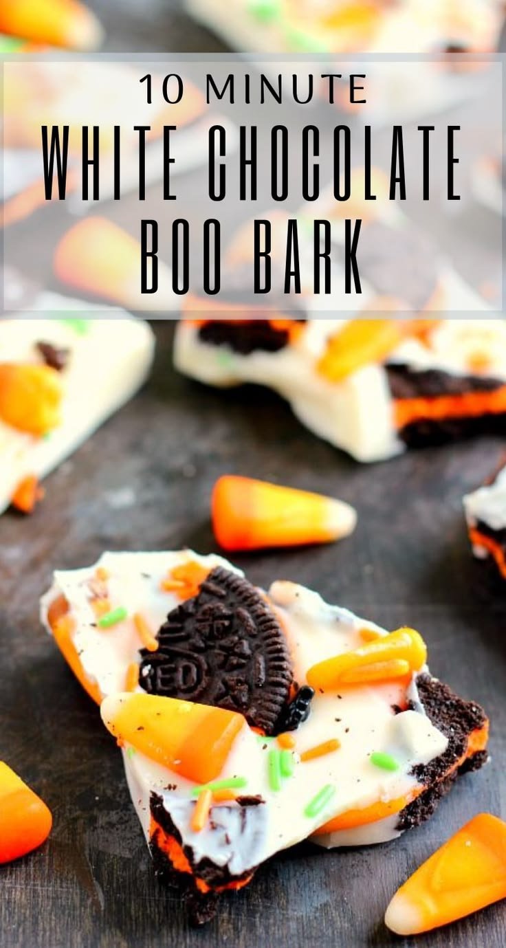 Spooky White Chocolate Boo Bark | Boo bark recipe, Halloween candy ideas, Halloween bark candy